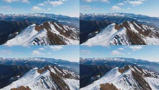 晴朗天空下航拍川西夹金山雪山美丽自然景观高清在线视频素材下载