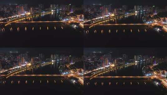 内江西林大桥夜景航拍沱江夜晚河流城市晚上高清在线视频素材下载