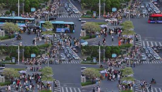 繁华街道路口斑马线人流人群延时高清在线视频素材下载