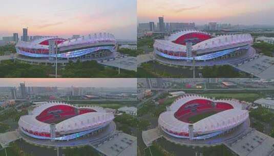 武汉体育中心上升下摇镜头高清在线视频素材下载