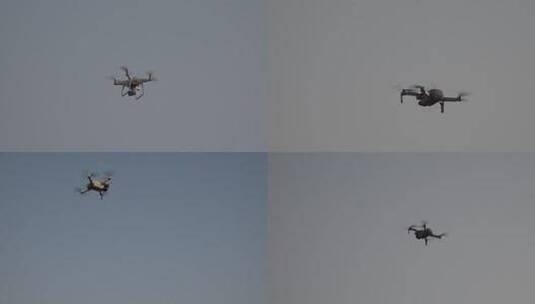 空中飞行的大疆航拍无人机高清在线视频素材下载