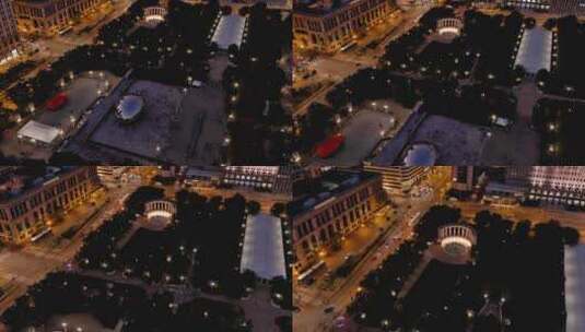 城市航拍芝加哥市中心摩天大楼夜景灯光车流高清在线视频素材下载