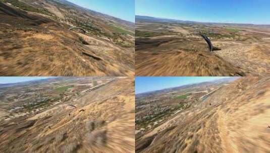 FPV穿越机无人机航拍滑翔伞山脉飞行高山天高清在线视频素材下载