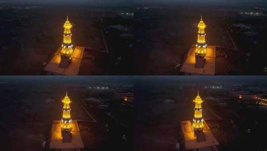 4K航拍呼伦贝尔满洲里城市夜景8高清在线视频素材下载