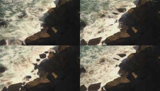 航拍海浪冲击海崖高清在线视频素材下载