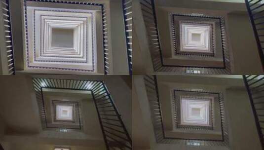 建筑集合纵深楼梯变焦高清在线视频素材下载