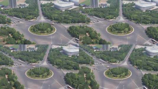 城市圆形交通转盘航拍高清在线视频素材下载