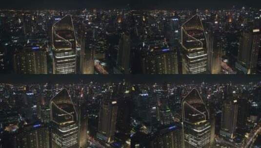 灯火通明的城市高空航拍高清在线视频素材下载