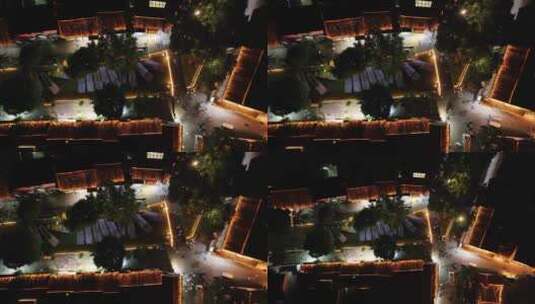 同里古镇夜景航拍高清在线视频素材下载
