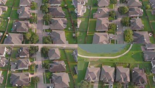 德克萨斯州休斯顿郊外中产阶级郊区的天线高清在线视频素材下载