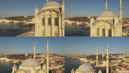 Ortakoy清真寺空中视频高清在线视频素材下载