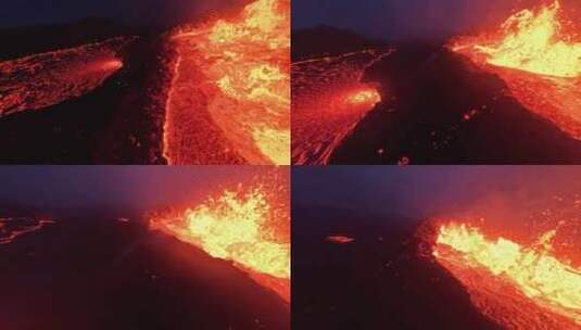 火山喷发岩浆涌动爆发实拍FPV无人机航拍高清在线视频素材下载