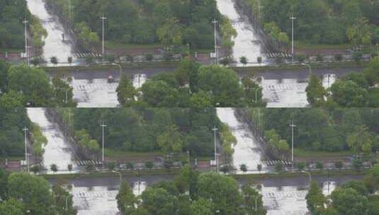 下雨天的街道马路俯瞰高清在线视频素材下载