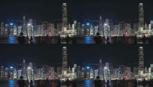 香港 夜景延时 繁华的国际化城市高清在线视频素材下载