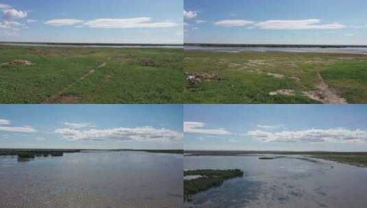 内蒙古生态修复土地复垦草原湖泊高清在线视频素材下载