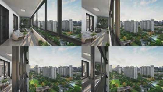 高层超大阳台景观动画素材高清在线视频素材下载
