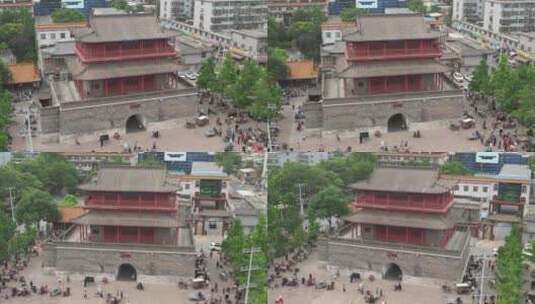 河北邢台清风楼历史文化古建筑航拍高清在线视频素材下载