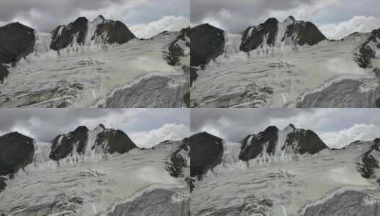 航拍川西格聂山区阿萨贡格雪山冰川风光高清在线视频素材下载