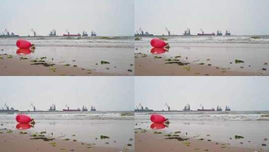 码头沙滩上的红色气球 4K高清在线视频素材下载