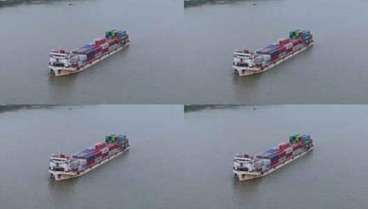 航拍集装箱货船海上货轮高清在线视频素材下载