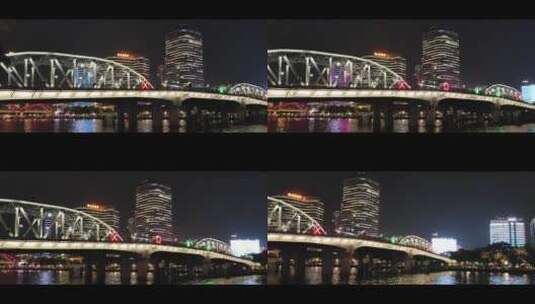 珠江夜景海珠桥高清在线视频素材下载