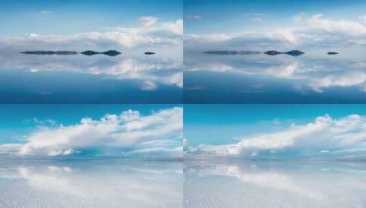 4k蓝天白云倒映湖面空镜头高清在线视频素材下载