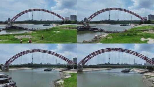 武汉汉口汉阳晴川桥高清在线视频素材下载