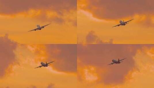 飞机起飞特写长焦镜头高清在线视频素材下载