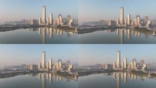 深圳湾1号高档住宅楼清晨航拍高清在线视频素材下载