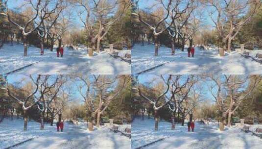 北京冬季北海公园雪景游玩高清在线视频素材下载