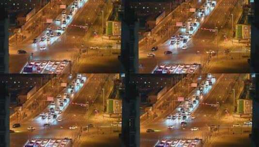 北京城市街道交通高视角夜景高清在线视频素材下载