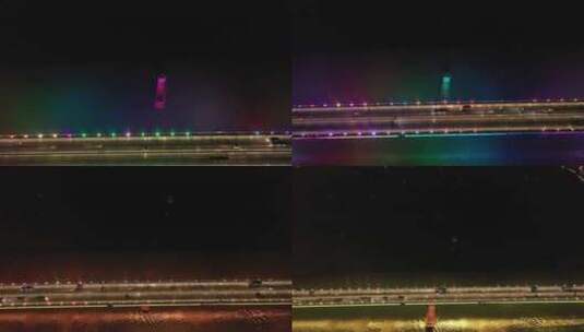中国广东省江顺大桥夜景高清在线视频素材下载
