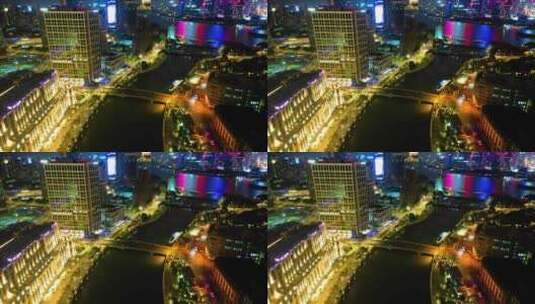 上海外滩乍浦路桥苏州河夜景车流游船延时摄高清在线视频素材下载