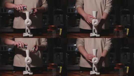 现磨手冲咖啡——磨粉高清在线视频素材下载