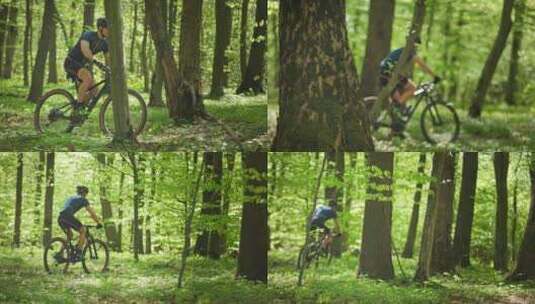 运动员在山间骑自行车高清在线视频素材下载