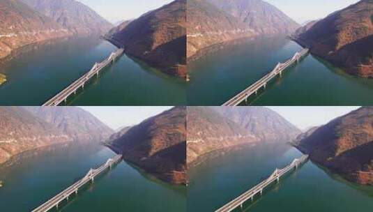 京昆高速雅西高速段观音岩大渡河大桥航拍高清在线视频素材下载