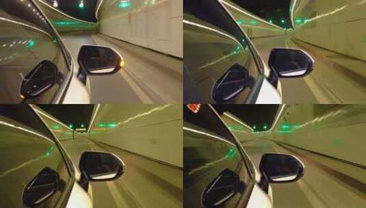 夜晚汽车在隧道里行驶视频素材延时摄影高清在线视频素材下载