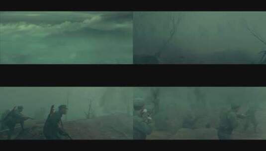 大雾中游击战高清在线视频素材下载