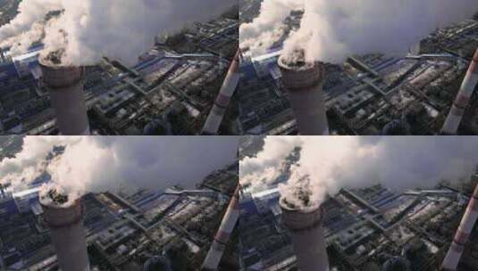 工厂管道排放污染大气和生态高清在线视频素材下载