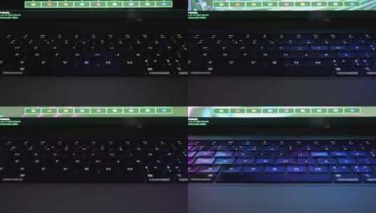 实拍电脑键盘彩灯闪烁高清在线视频素材下载