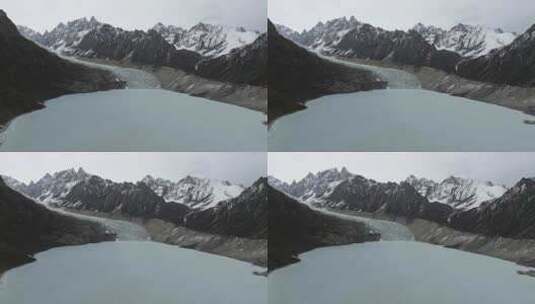 西藏那曲地区布加雪山冰川冰湖高空航拍高清在线视频素材下载