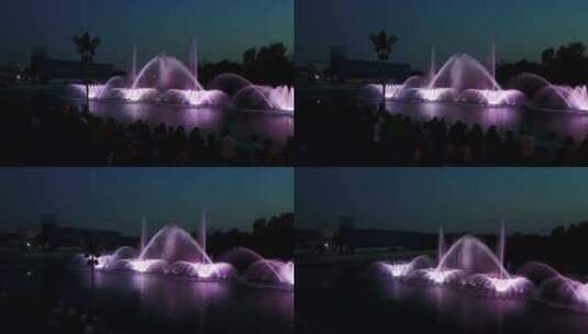 河上的音乐喷泉高清在线视频素材下载