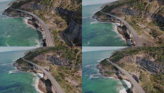 澳大利亚新南威尔士州晴天的海崖桥。-天线高清在线视频素材下载