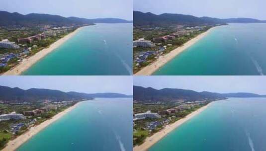 中国海南三亚亚龙湾海岸线航拍风光高清在线视频素材下载