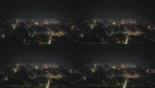 广东茂名城市夜景交通航拍高清在线视频素材下载