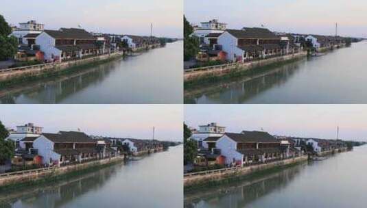 京杭大运河杭州段江南水乡沿河建筑 塘栖高清在线视频素材下载