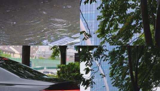 城市马路道路下雨天雨水雨滴街景街道街头风高清在线视频素材下载