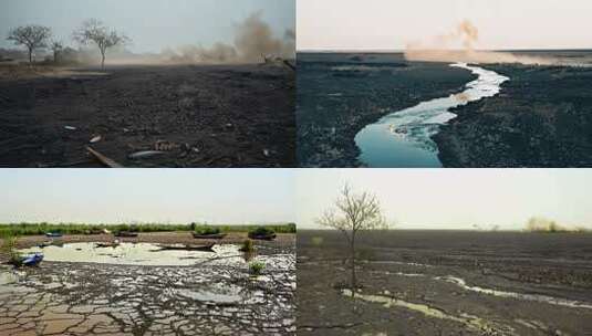 全球变暖土地沙漠化环境恶化湖泊河流干涸高清在线视频素材下载