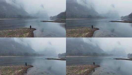 烟雨漓江航拍高清在线视频素材下载