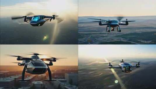 低空经济 低空载人飞行器 低空航空器高清在线视频素材下载